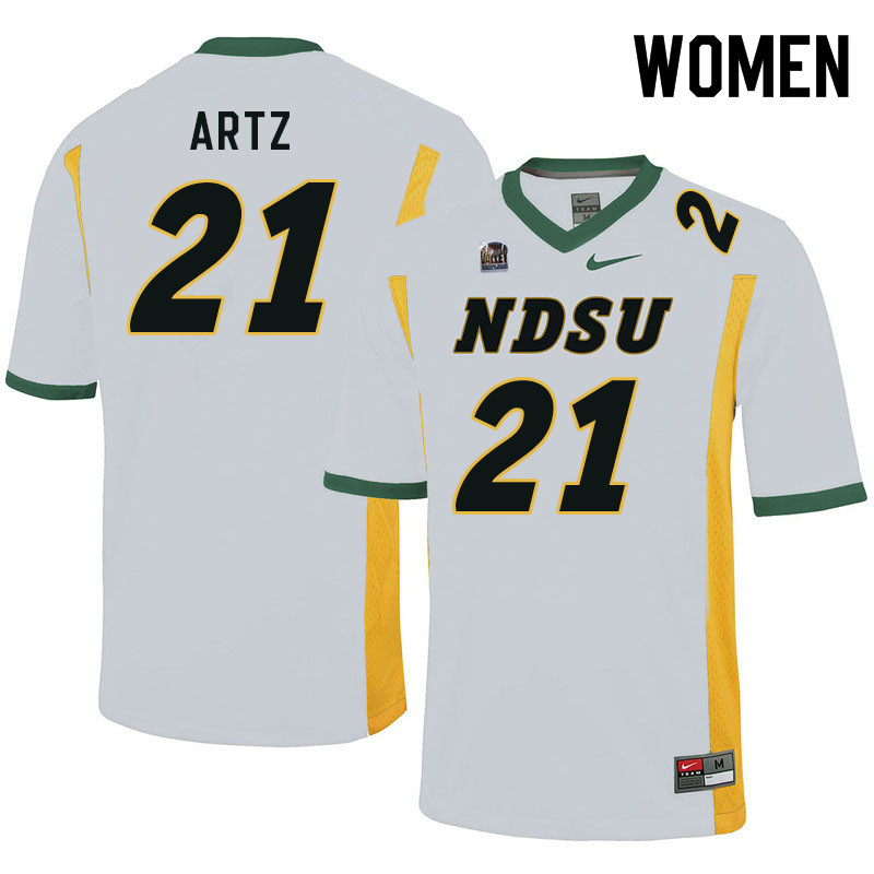 Women #21 Hudson Artz North Dakota State Bison College Football Jerseys Sale-White - Click Image to Close